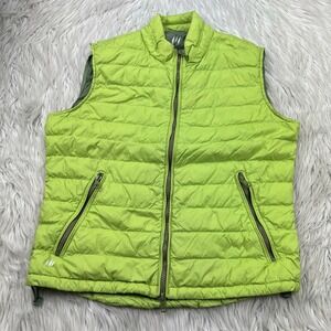 Hetrego Women's M / L Lime Green Quilted 90/10 Down Fill Vest Zip Front